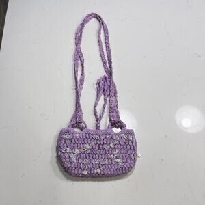 Purple crochet rattan purse